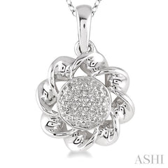 1/50 Ctw Round Cut Diamond Fashion Pendant in Sterling Silver with Chain