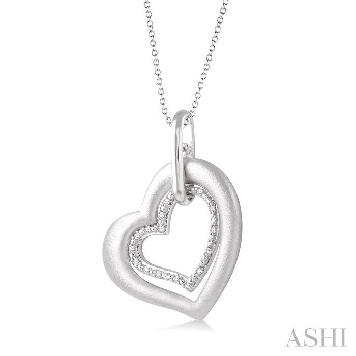 1/20 Ctw Round Cut Diamond Heart Pendant in Sterling Silver with Chain