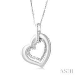 1/20 Ctw Round Cut Diamond Heart Pendant in Sterling Silver with Chain