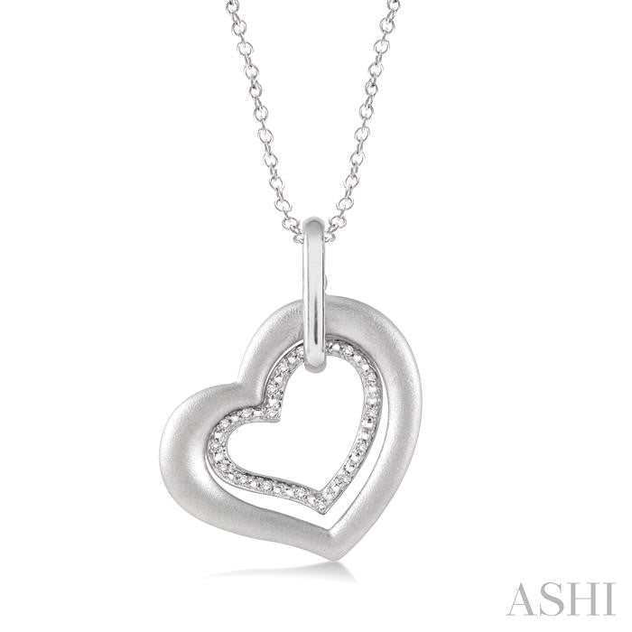 1/20 Ctw Round Cut Diamond Heart Pendant in Sterling Silver with Chain