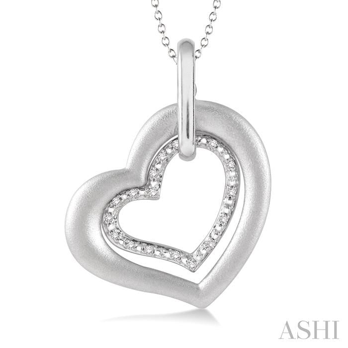 1/20 Ctw Round Cut Diamond Heart Pendant in Sterling Silver with Chain