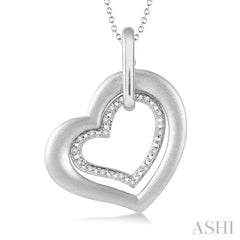 1/20 Ctw Round Cut Diamond Heart Pendant in Sterling Silver with Chain