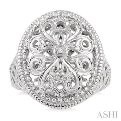 1/50 Ctw Oval Shape Round Cut Diamond Ring in Sterling Silver