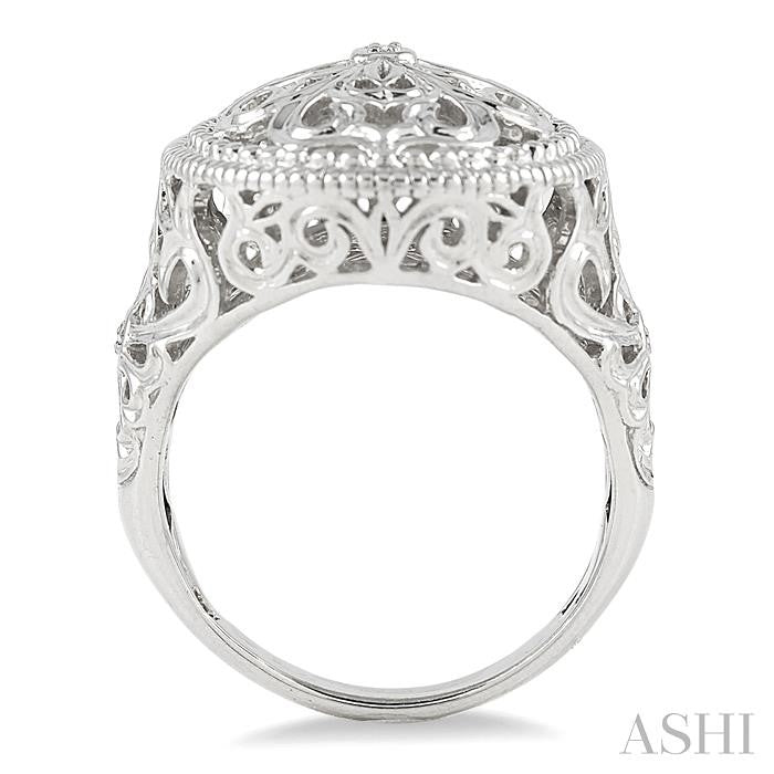 1/50 Ctw Oval Shape Round Cut Diamond Ring in Sterling Silver