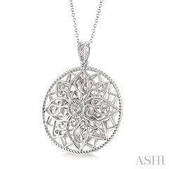 1/50 Ctw Round Cut Diamond Circle Pendant in Sterling Silver with Chain