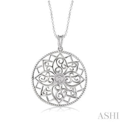 1/50 Ctw Round Cut Diamond Circle Pendant in Sterling Silver with Chain