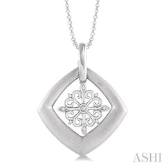1/20 Ctw Round Cut Diamond Disk Snow Flower Pendant in Sterling Silver with Chain