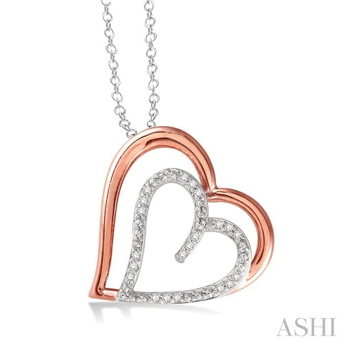 1/20 Ctw Round Cut Diamond Heart Pendant in Sterling Silver with Chain