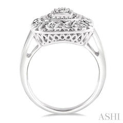1/20 Ctw Cushion Shape Round Cut Diamond Ring in Sterling Silver