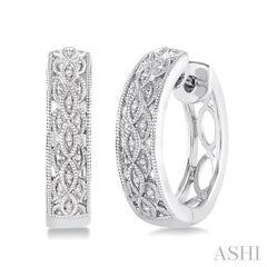 1/10 Ctw Round Cut Diamond Vintage Earrings in Sterling Silver