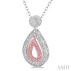 1/20 Ctw Round Cut Diamond Pear n Pear Pendant in Sterling Silver with Chain