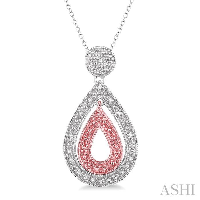 1/20 Ctw Round Cut Diamond Pear n Pear Pendant in Sterling Silver with Chain