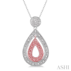 1/20 Ctw Round Cut Diamond Pear n Pear Pendant in Sterling Silver with Chain