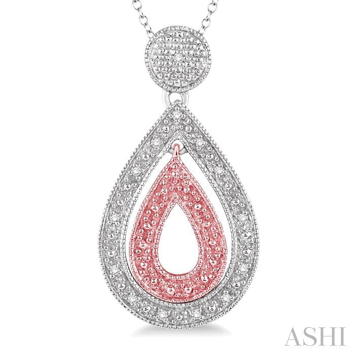 1/20 Ctw Round Cut Diamond Pear n Pear Pendant in Sterling Silver with Chain