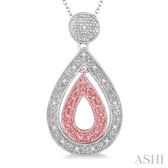 1/20 Ctw Round Cut Diamond Pear n Pear Pendant in Sterling Silver with Chain