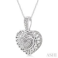 1/20 Ctw Weave Heart Shape Round Cut Diamond Pendant in Sterling Silver with Chain