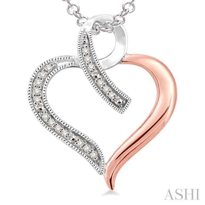 1/20 Ctw Round Cut Diamond Heart Pendant in Sterling Silver with Chain
