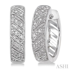 1/20 Ctw Round Cut Diamond Hoop Earrings in Sterling Silver
