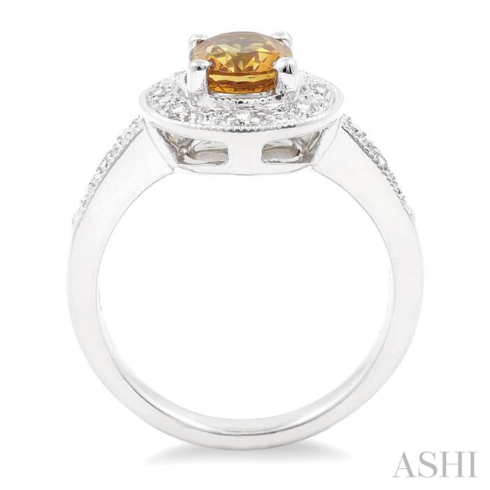 8x6 MM Oval Cut Citrine and 1/20 Ctw Round Cut Diamond Ring in Sterling Silver