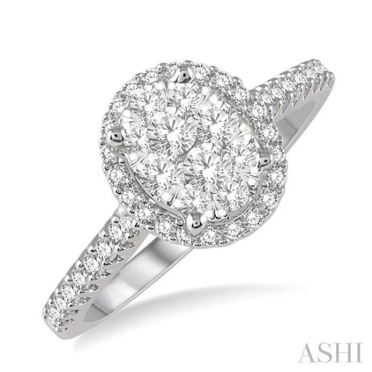 Oval Shape Halo Lovebright Essential Diamond Engagement Ring