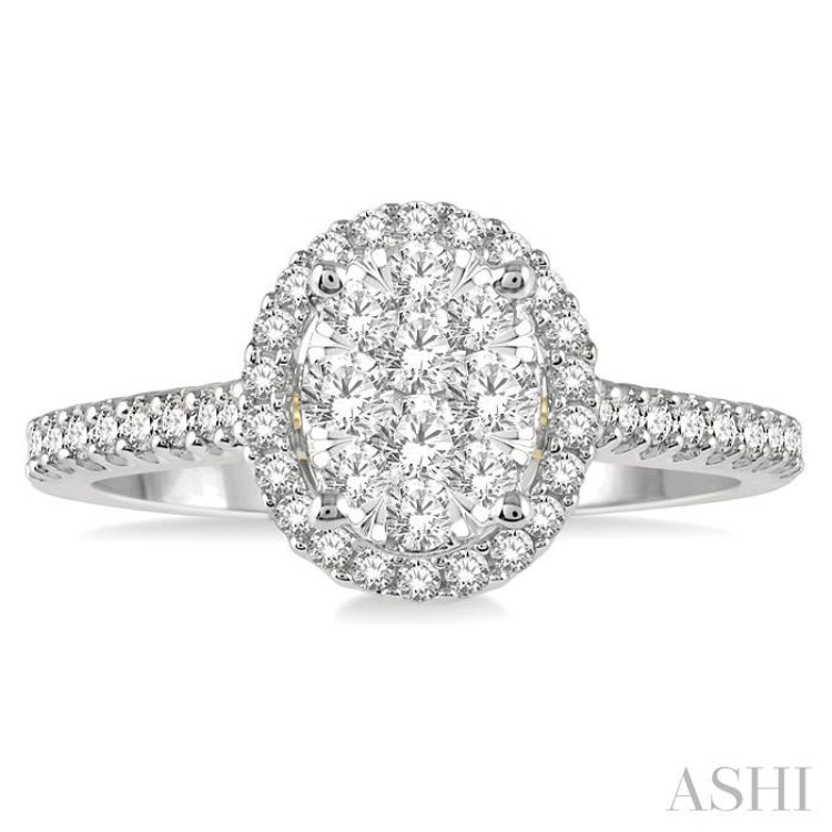 Oval Shape Halo Lovebright Essential Diamond Engagement Ring