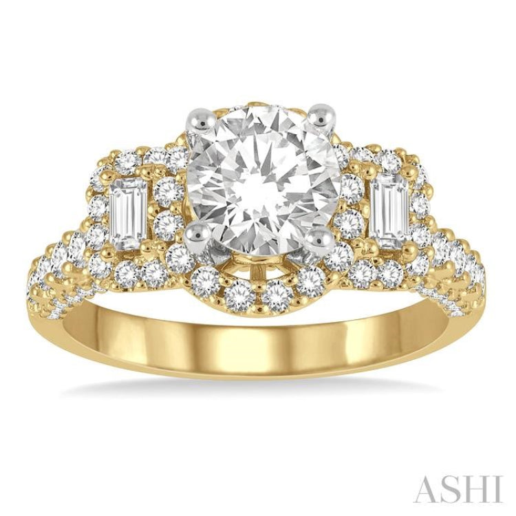 Round Shape Semi-Mount Halo Diamond Engagement Ring