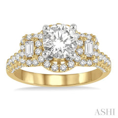 Round Shape Semi-Mount Halo Diamond Engagement Ring