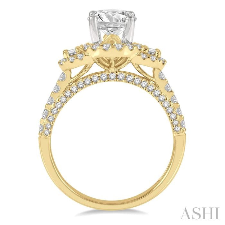 Round Shape Semi-Mount Halo Diamond Engagement Ring