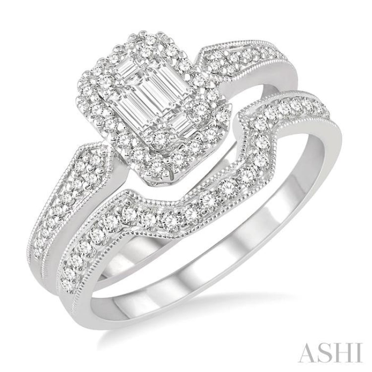 Halo Fusion Diamond Wedding Set