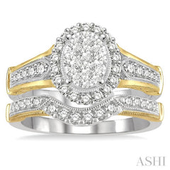 Oval Shape Halo Lovebright Diamond Wedding Set