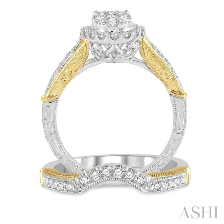 Oval Shape Halo Lovebright Diamond Wedding Set