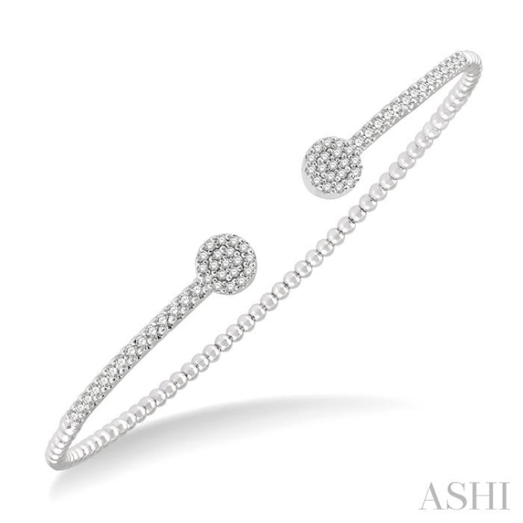 Round Shape Stackable Diamond Open Cuff Bangle