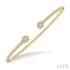 Stackable Pear Shape Diamond Open Cuff Bangle