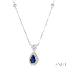 Pear Shape Gemstone & Halo Lovebright Diamond Necklace