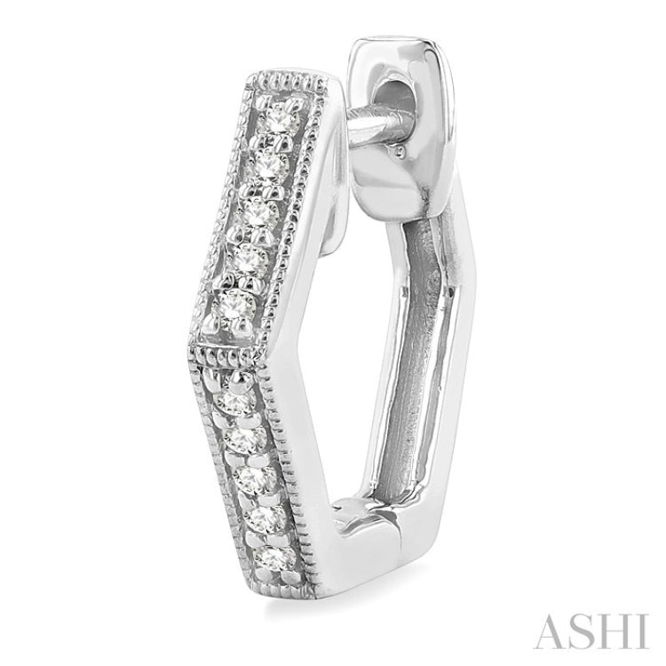 1/8 Ctw Petite Hexagon Round Cut Diamond Fashion Huggies in 10K White Gold