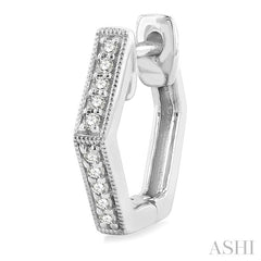 1/8 Ctw Petite Hexagon Round Cut Diamond Fashion Huggies in 10K White Gold