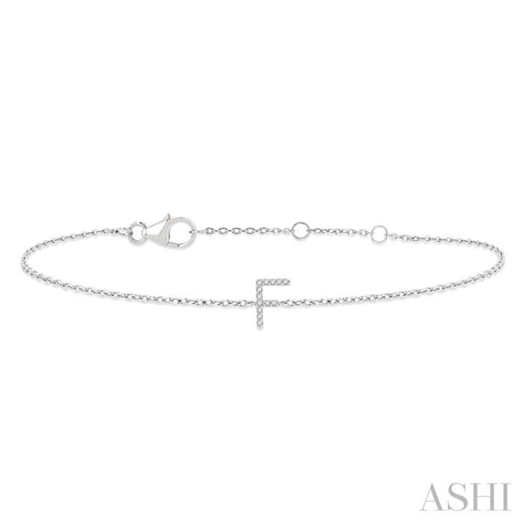 'F' Initial Diamond Chain Bracelet