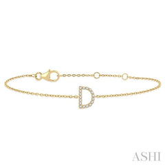 'D' Initial Diamond Chain Bracelet