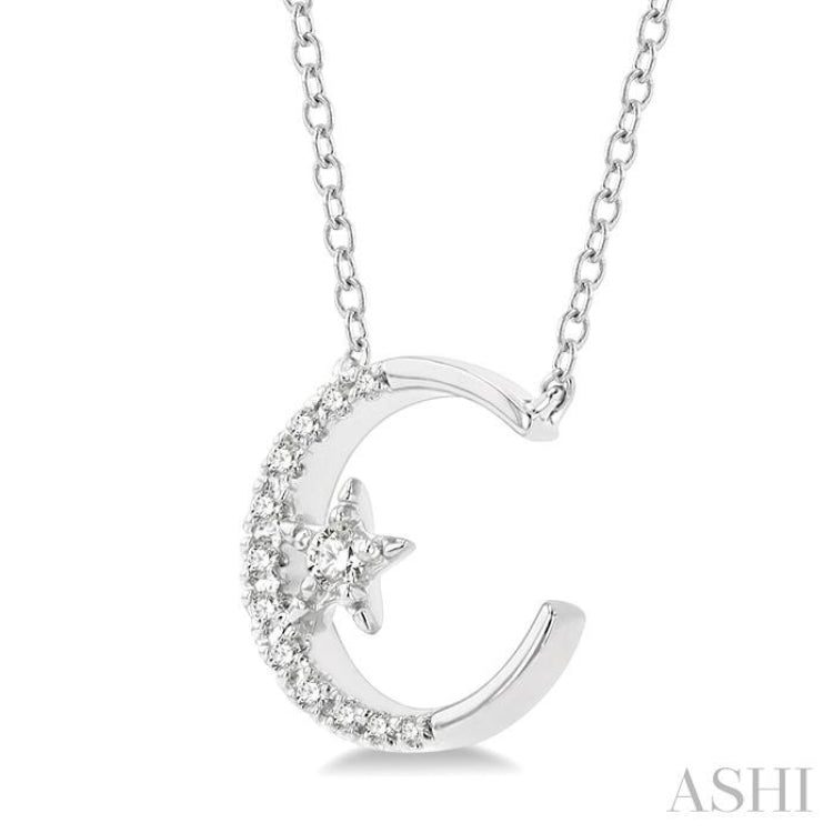 Crescent Moon & Star Petite Diamond Fashion Pendant