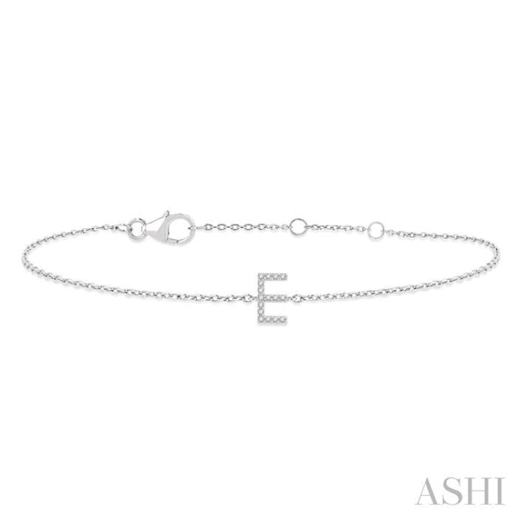 'E' Initial Diamond Chain Bracelet