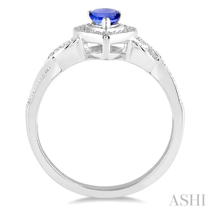 6x4 MM Pear Shape Tanzanite and 1/50 Ctw Round Cut Diamond Ring in Sterling Silver