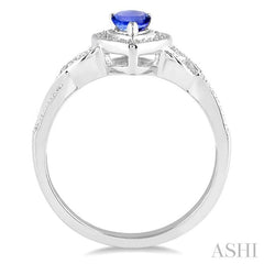 6x4 MM Pear Shape Tanzanite and 1/50 Ctw Round Cut Diamond Ring in Sterling Silver