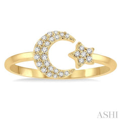 Stackable Crescent Moon & Star Petite Diamond Fashion Ring