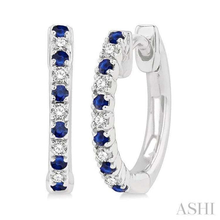 Alternate Gemstone & Petite Diamond Huggie Fashion Earrings