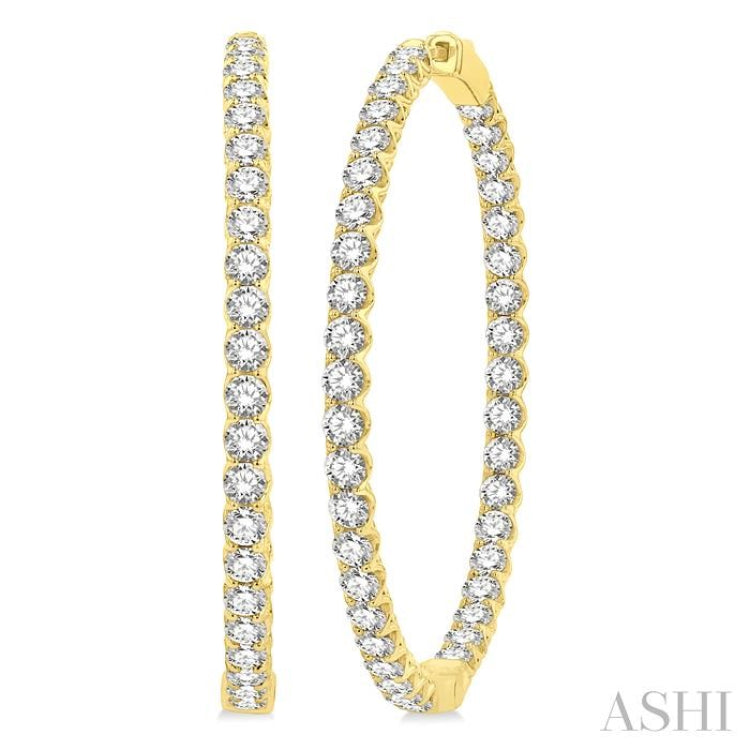 1 3/4-Inch Round Inside-Out Diamond Hoop Earrings