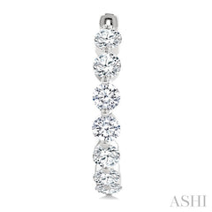 5 Ctw Inside-Out Single Prong Set Round Cut Diamond Hoop Earrings in 14K White Gold