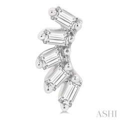 1/6 Ctw Curved Petite Baguette Cut Diamond Fashion Stud Earrings in 10K White Gold