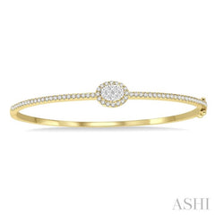 Stackable Oval Shape Halo Lovebright Essential Diamond Bangle