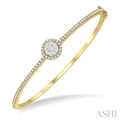 Stackable Round Shape Halo Lovebright Essential Diamond Bangle