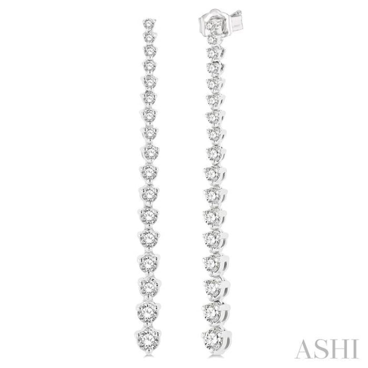 1 Ctw Round Cut Diamond Riviera Drop Earrings in 14K White Gold